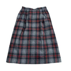 Vintage Pendleton Pleated Gray School Girl Tartan Plaid Wool Skirt Size 10